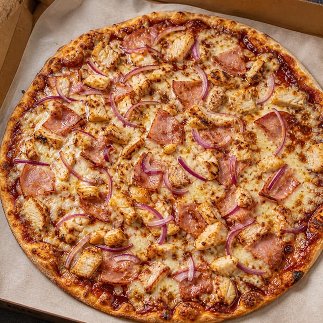 BBQ Chicken Bacon Pizza.
